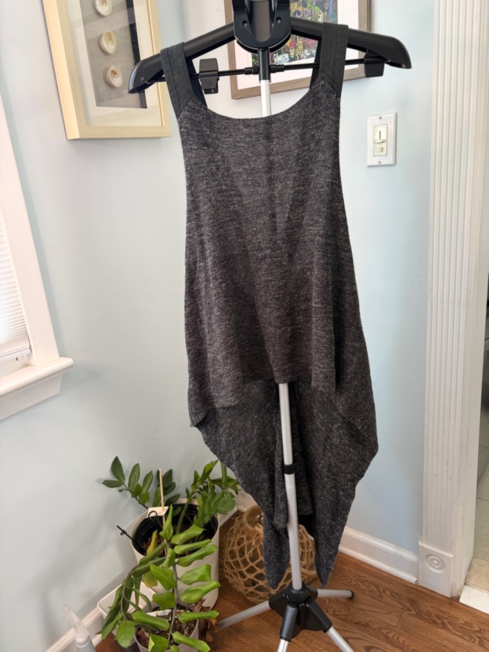 Free People Charcoal Handkerchief Top size M